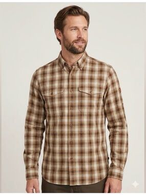 Fjällräven Brown Plaid Long Sleeve Button Down Shirt Dual Pocket Gorpcore Small